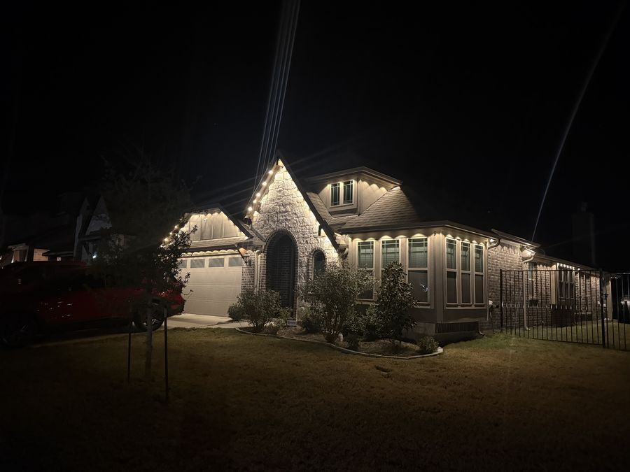 Home lit in warm white permanent lighting